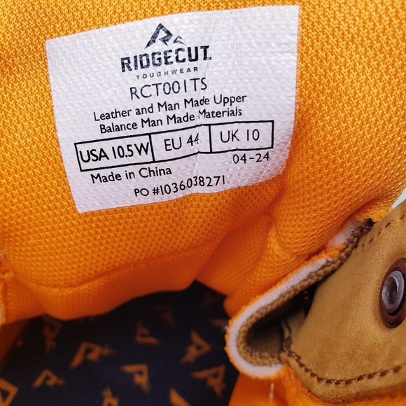 Ridgecut 6" Leather Waterproof Slip Resistant Work Boots Men's Size 10.5 Wide - Picture 12 of 13